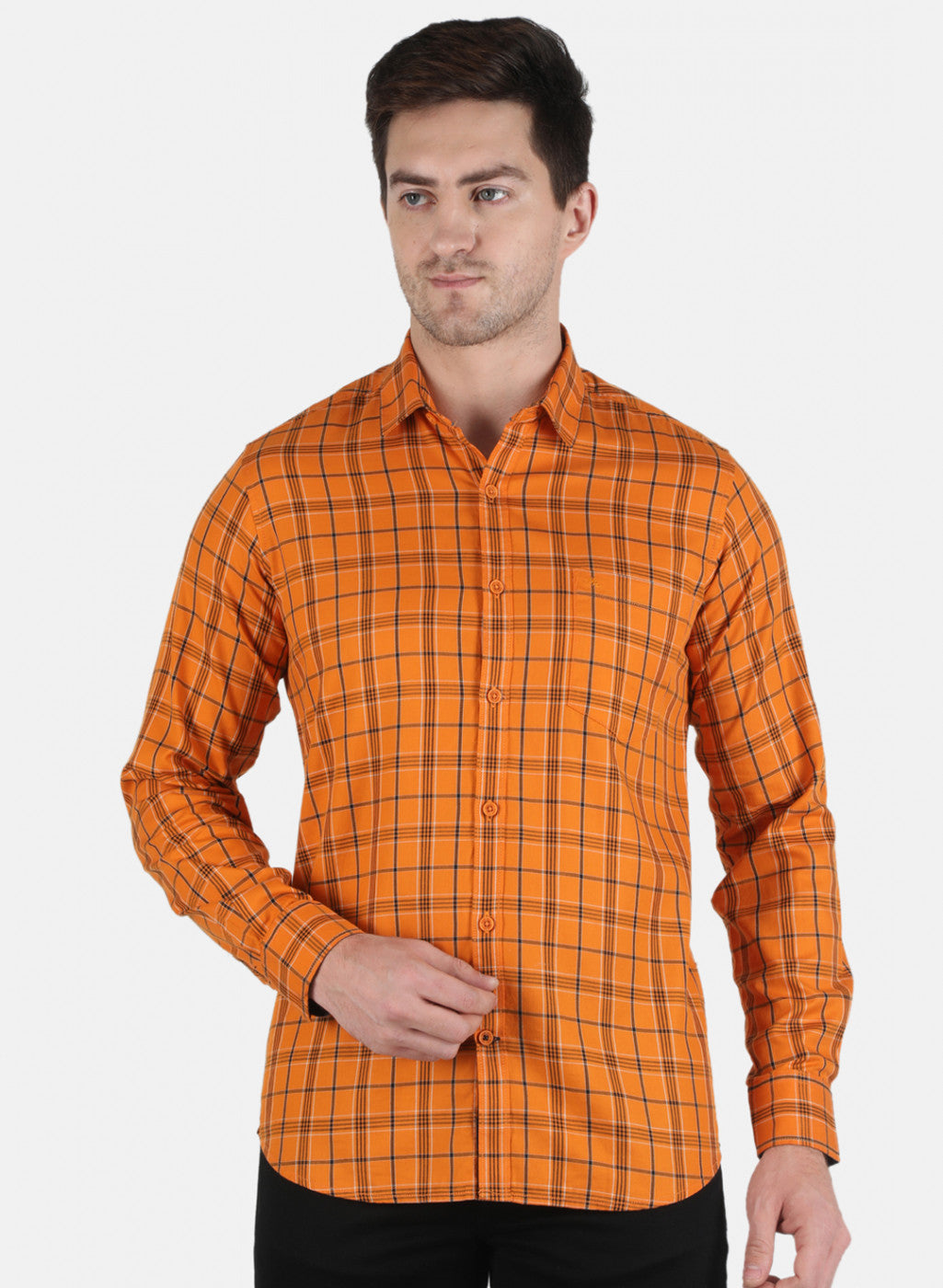 Men Mustard Check Shirt