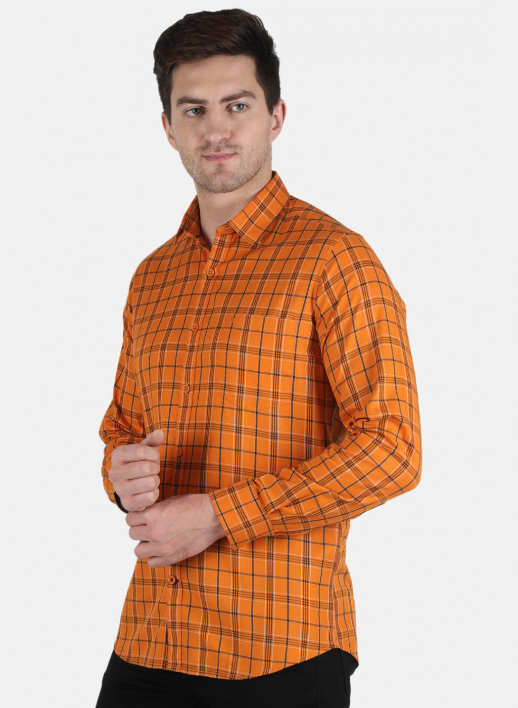 Men Mustard Check Shirt