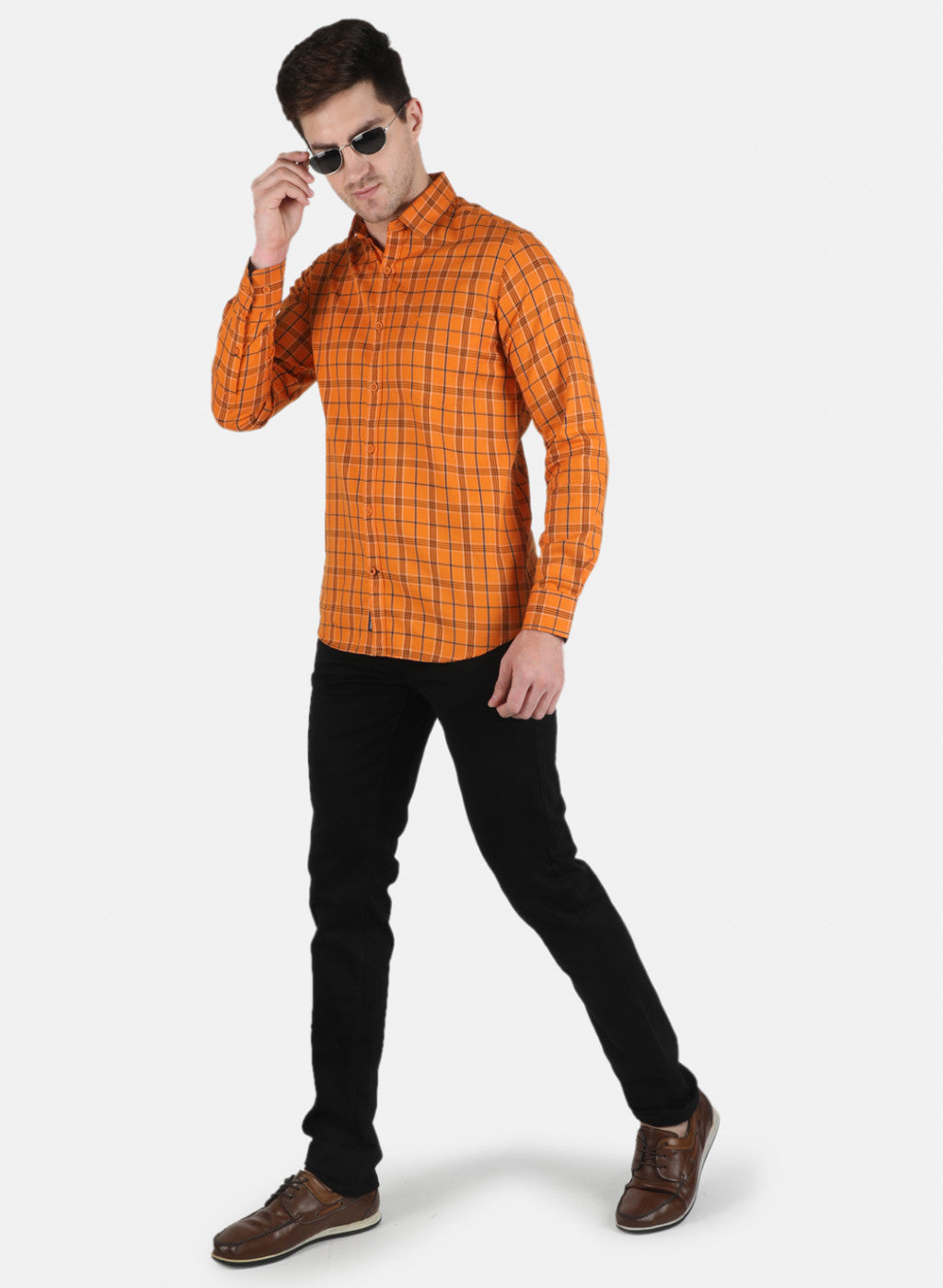 Men Mustard Check Shirt