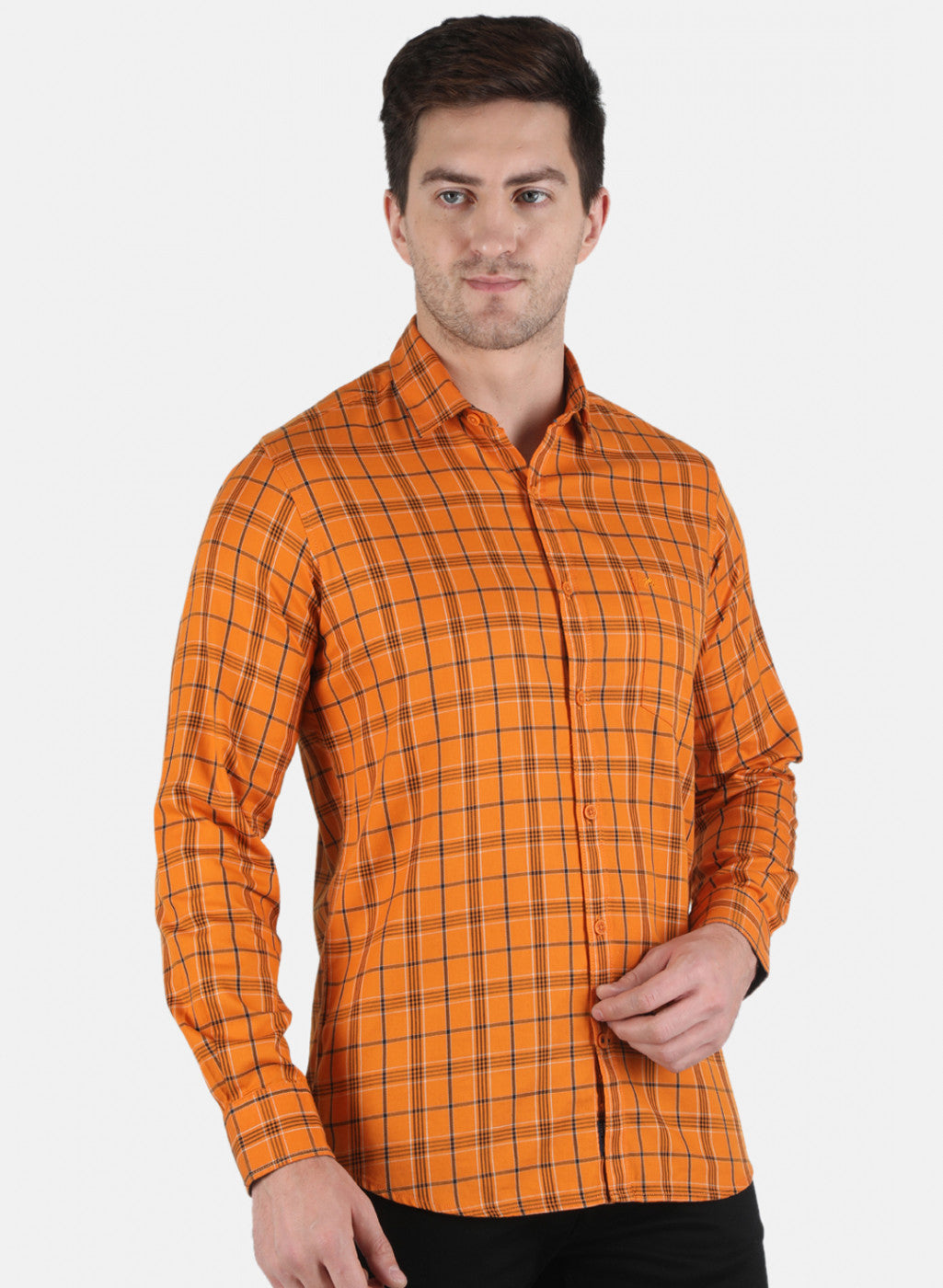 Men Mustard Check Shirt