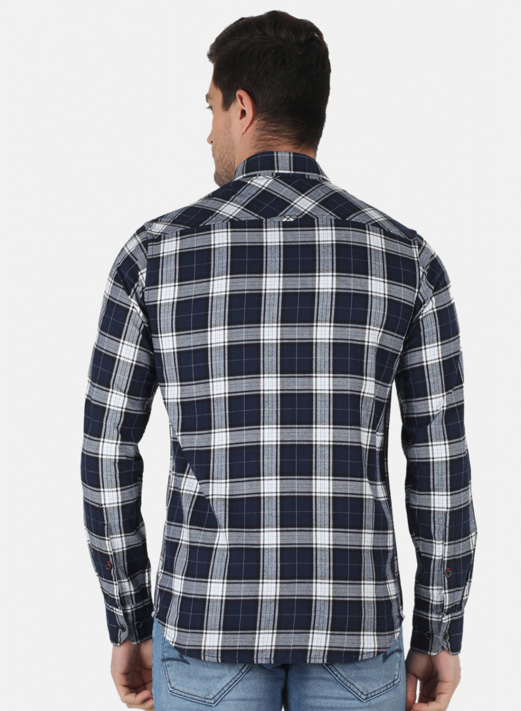 Men NAvy Blue Check Shirt