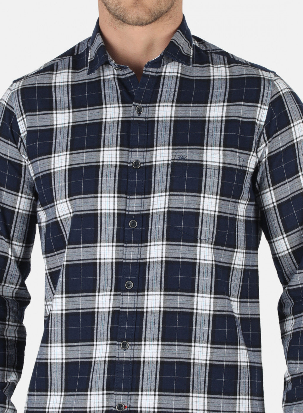 Men NAvy Blue Check Shirt