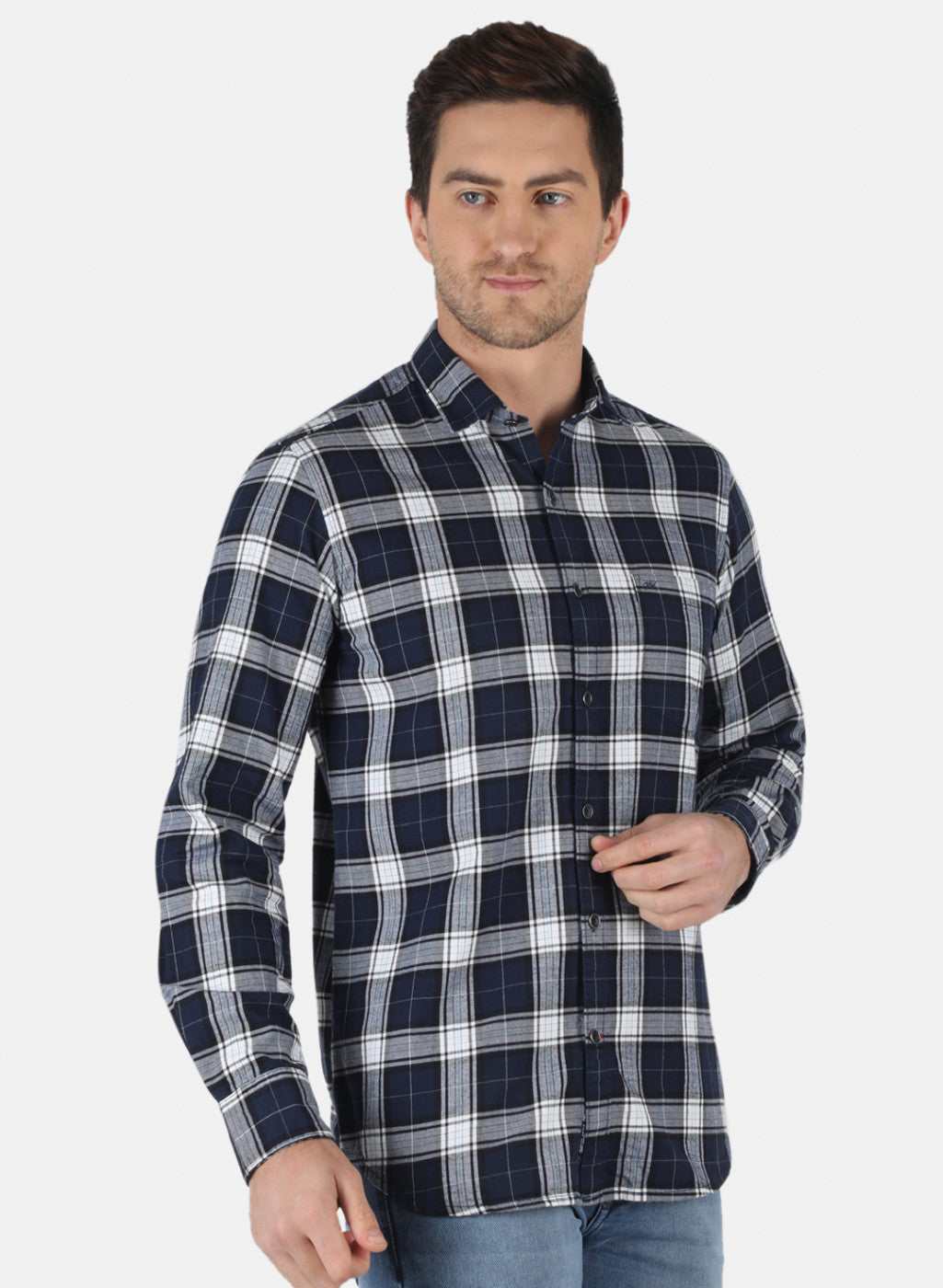 Men NAvy Blue Check Shirt