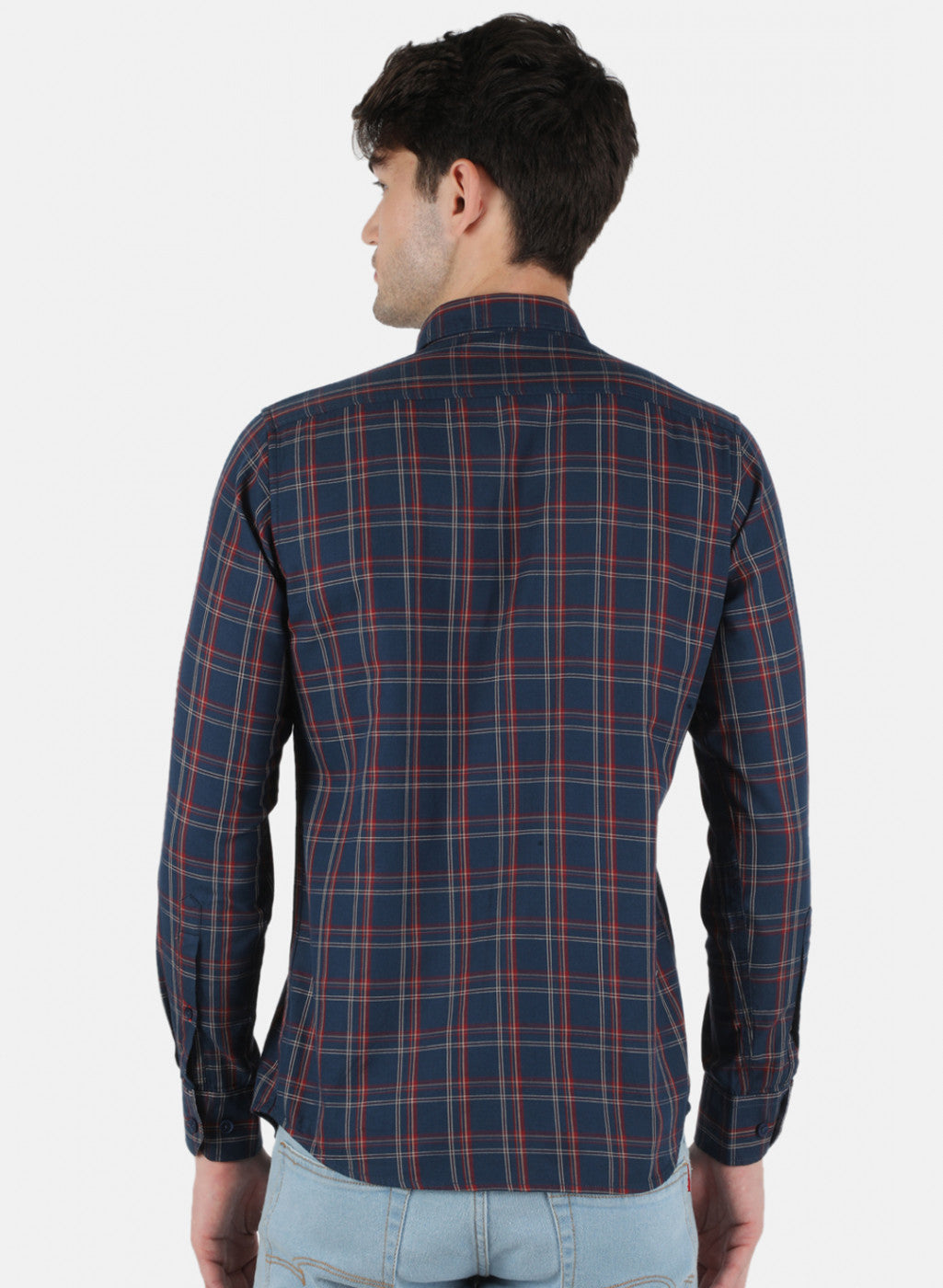 Men NAvy Blue Check Shirt