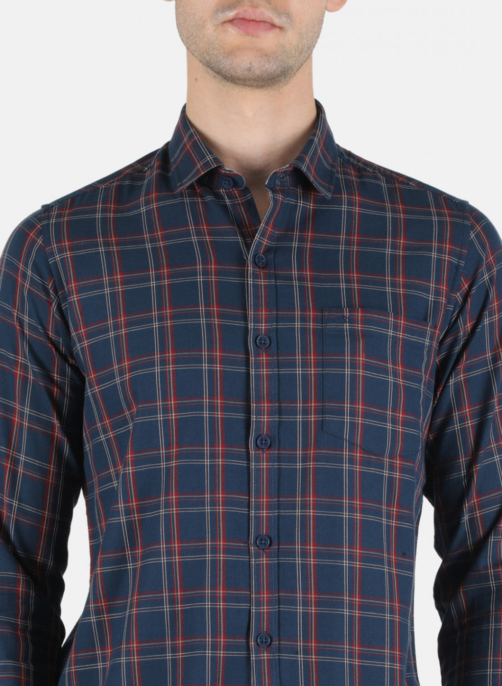 Men NAvy Blue Check Shirt