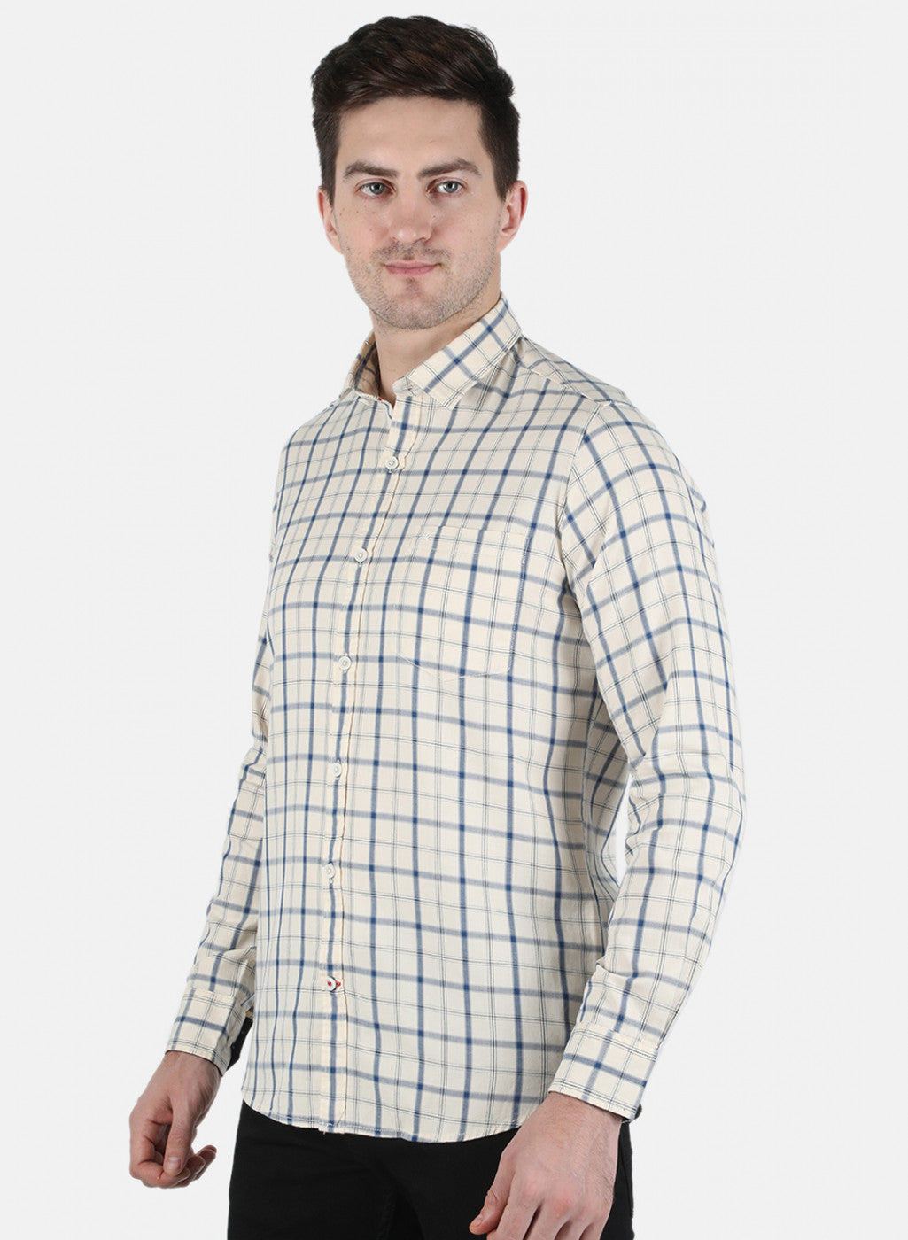 Men White Check Shirt