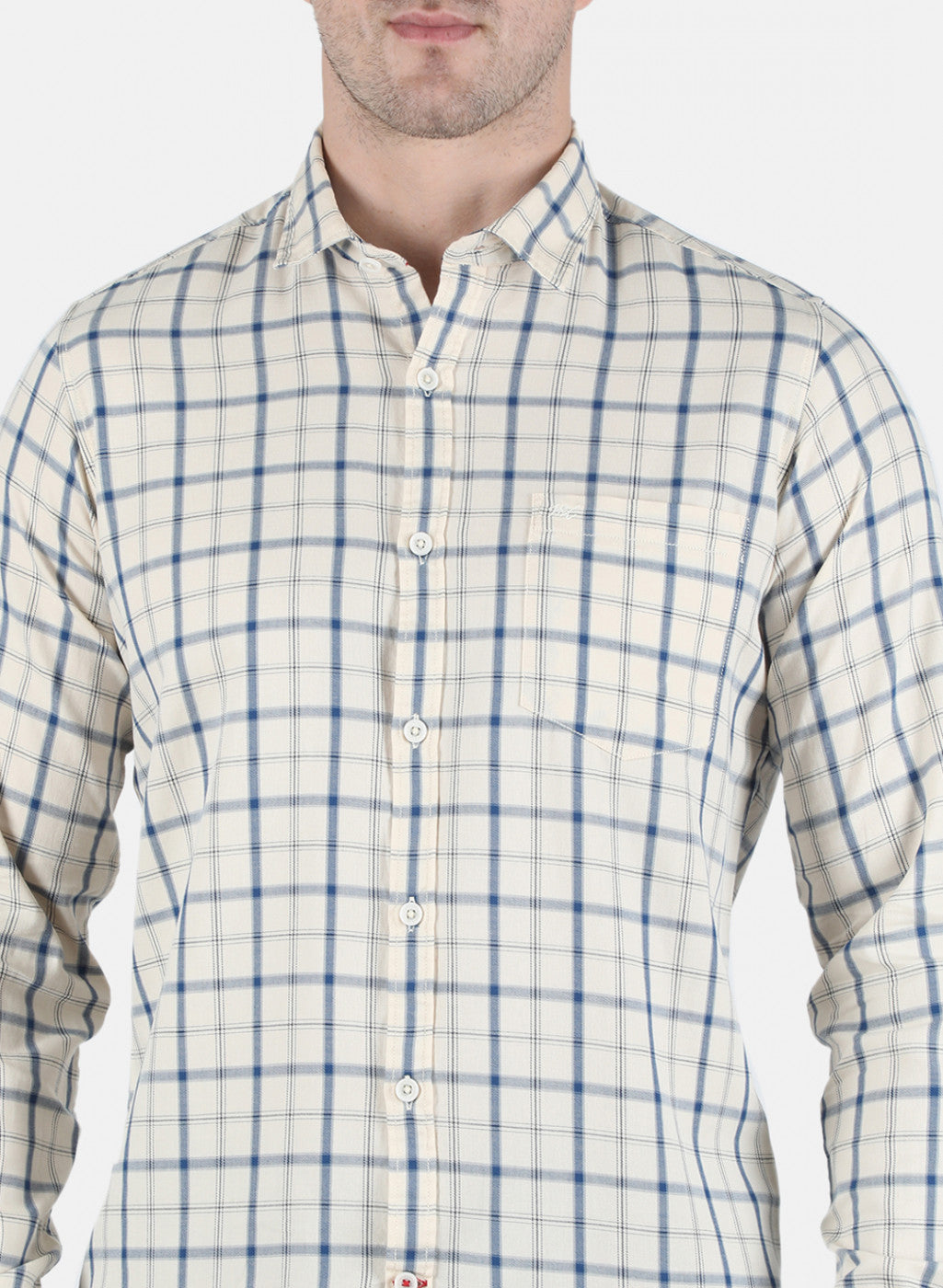 Men White Check Shirt