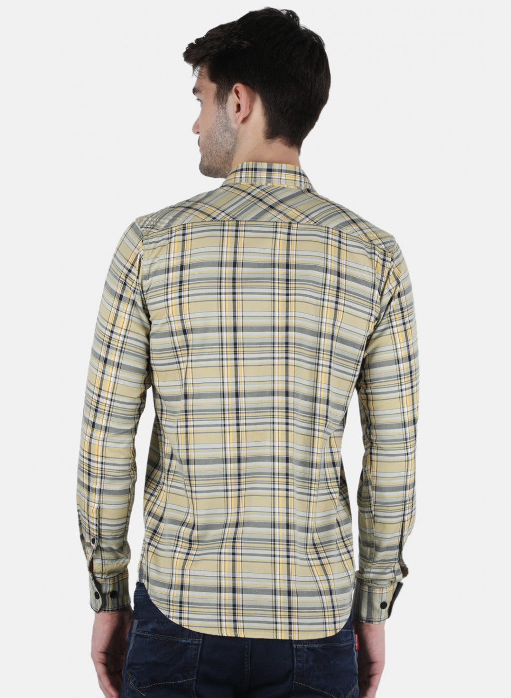 Men Olive Check Shirt