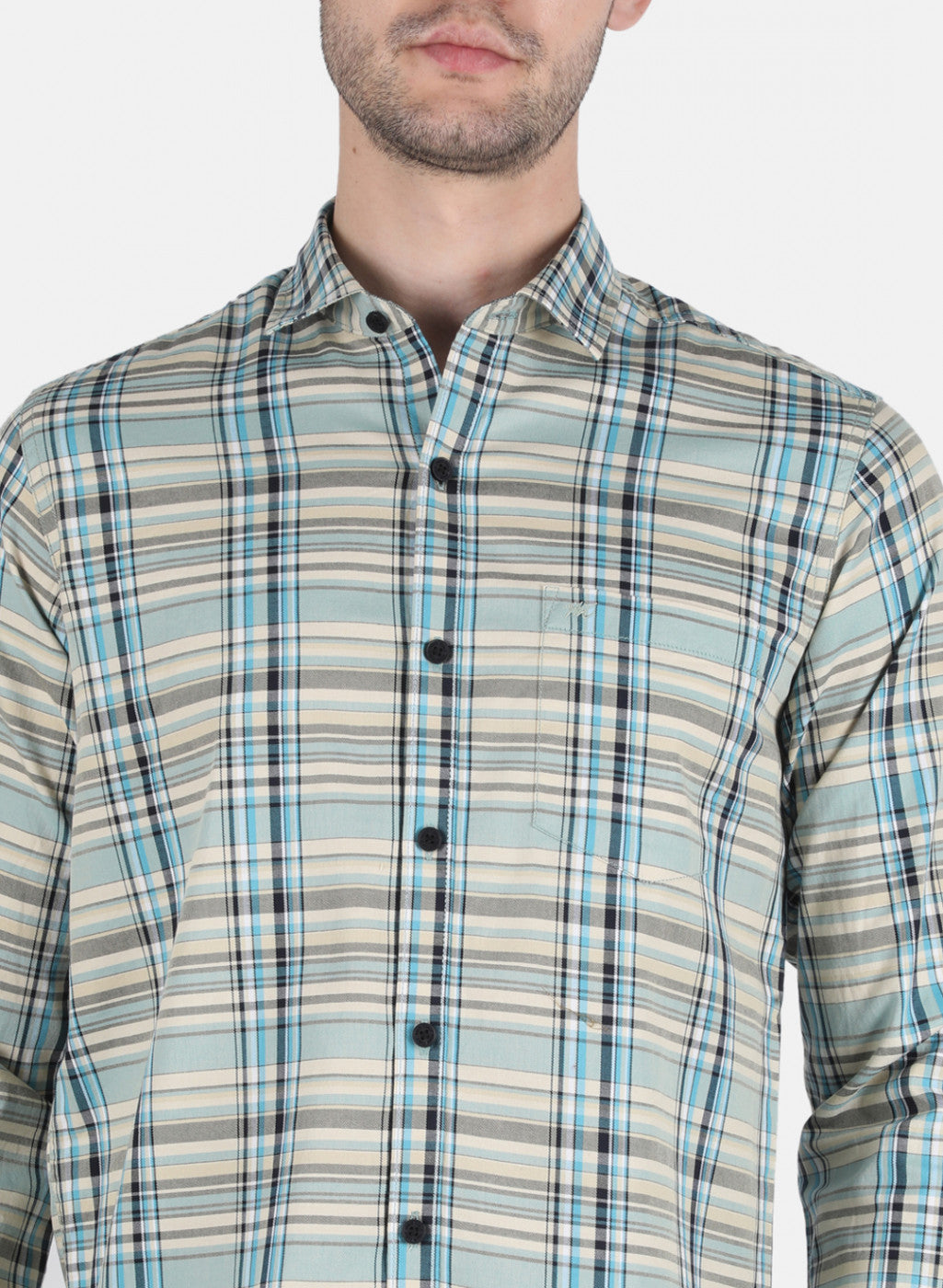 Men Blue Check Shirt