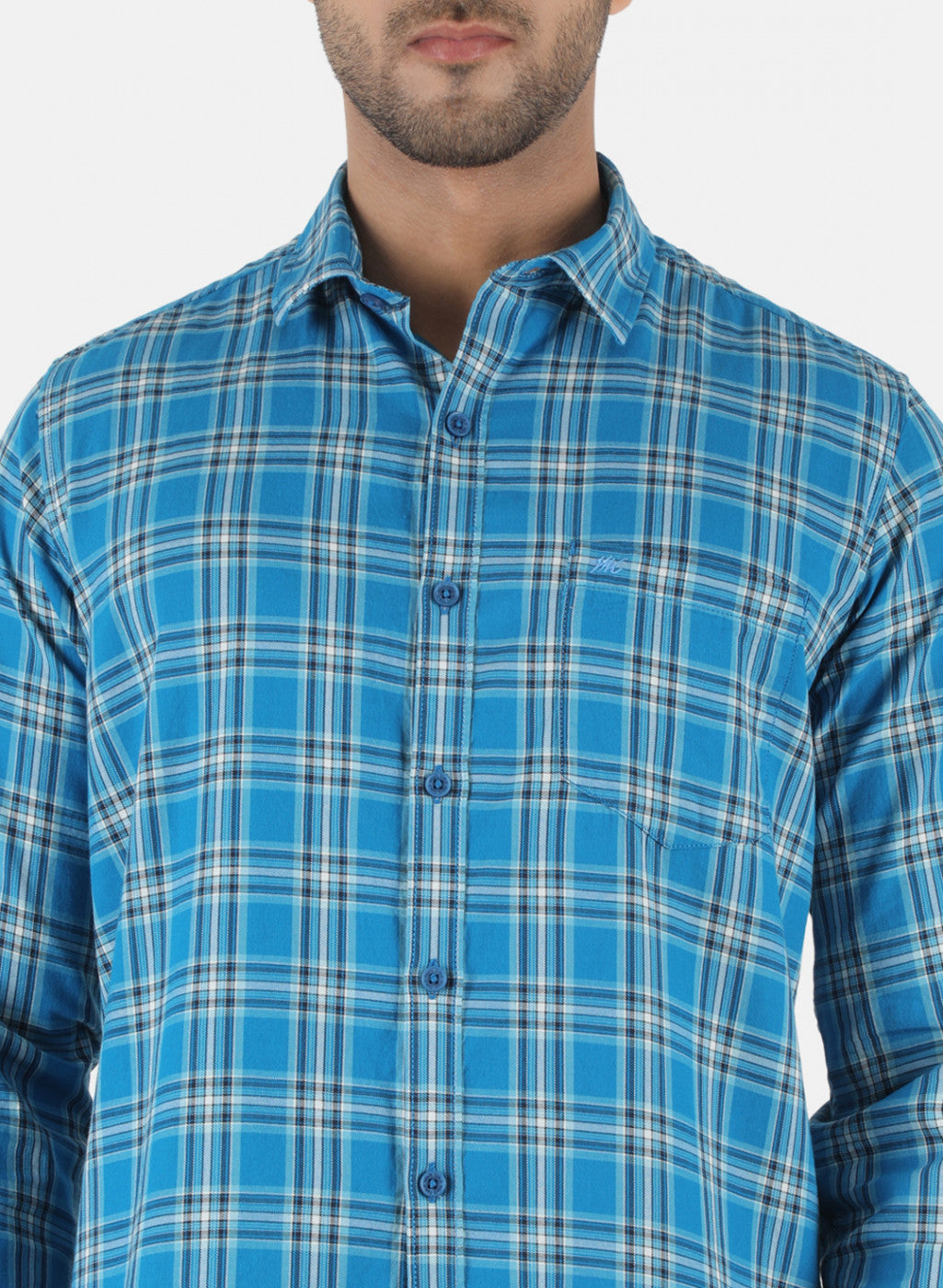 Men Blue Check Shirt