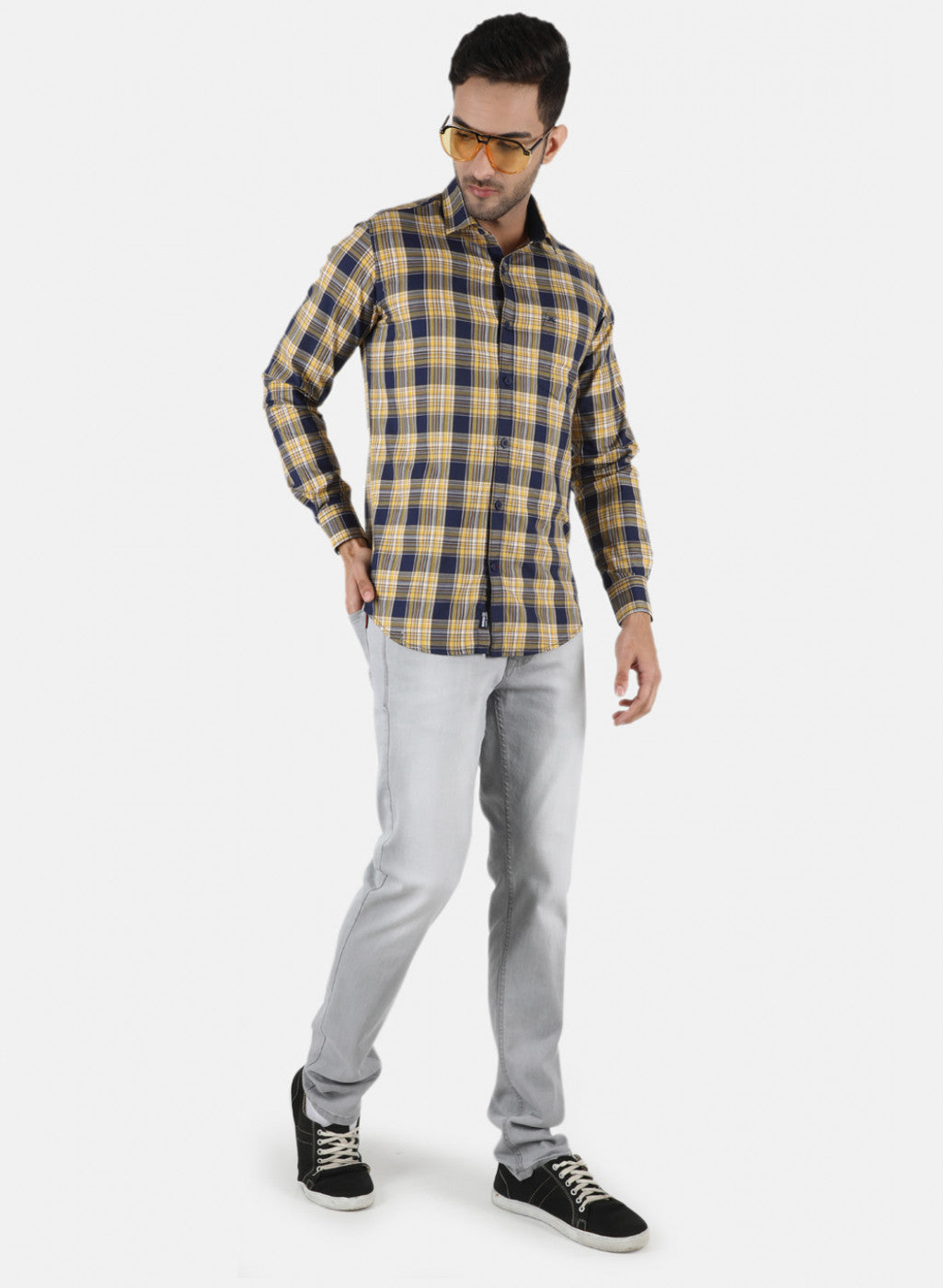 Men Mustard Printed Shirt