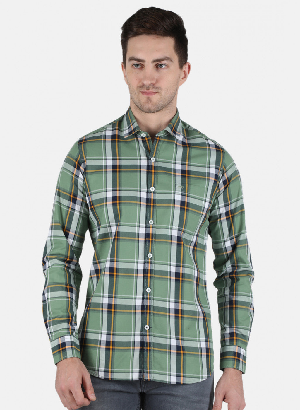 Men Green Check Shirt