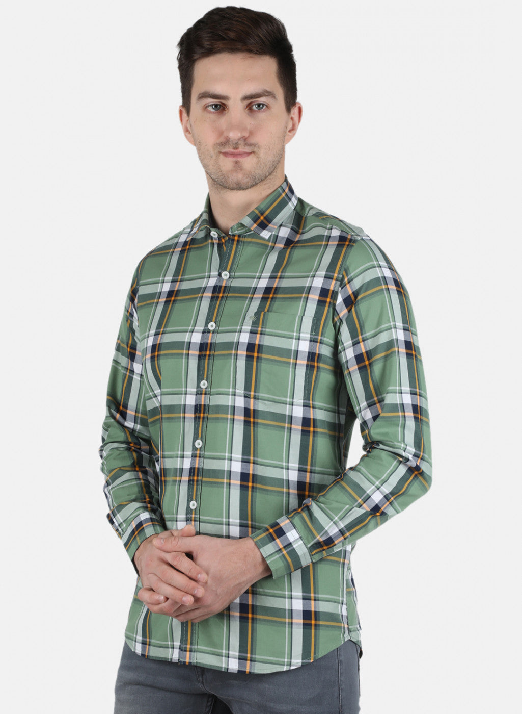 Men Green Check Shirt