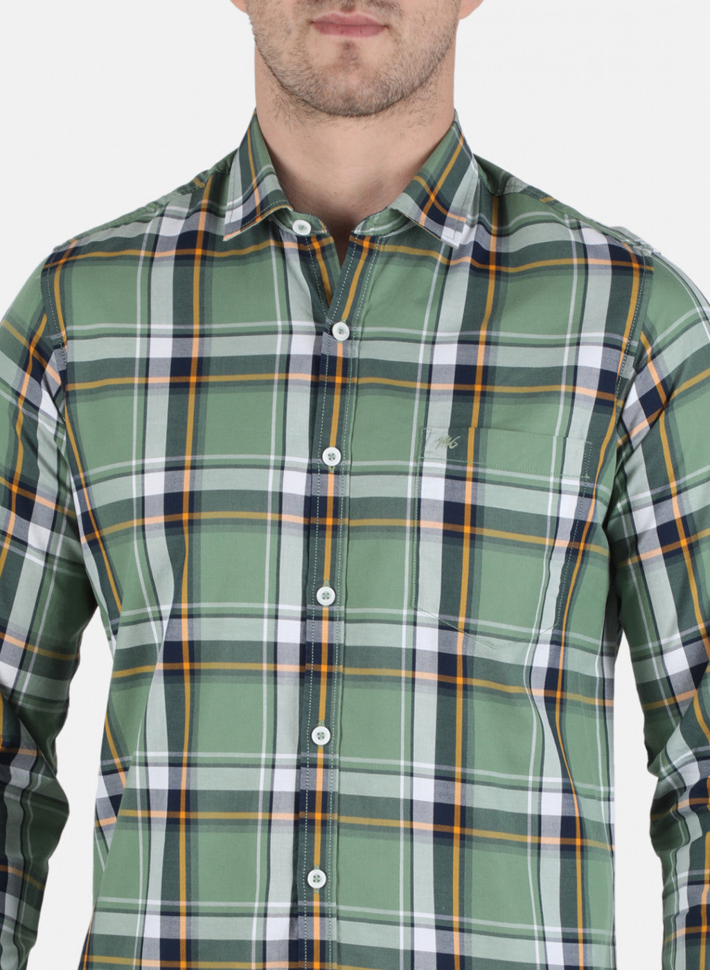 Men Green Check Shirt