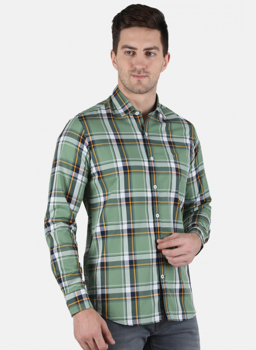 Men Green Check Shirt