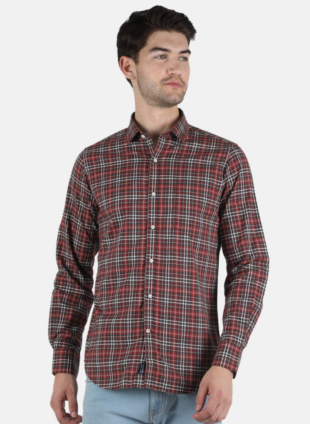 Men Maroon Check Shirt