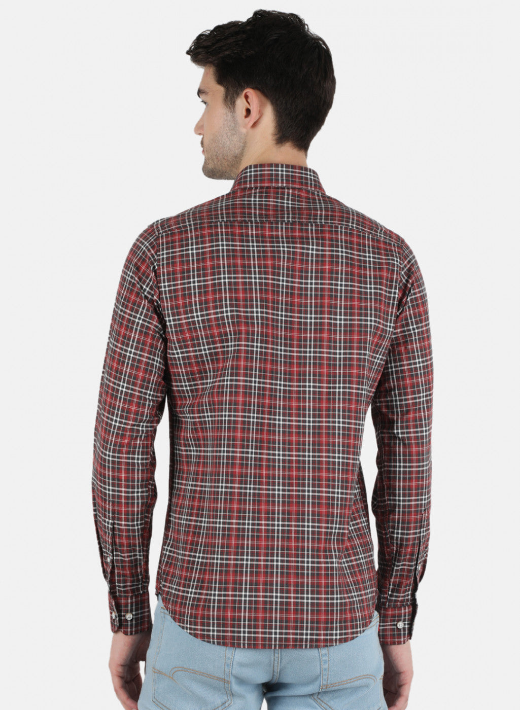 Men Maroon Check Shirt