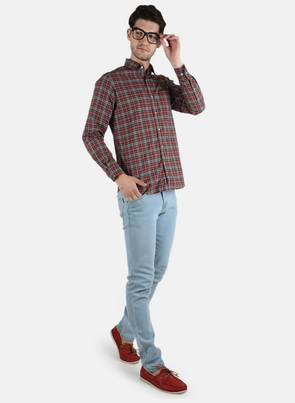 Men Maroon Check Shirt