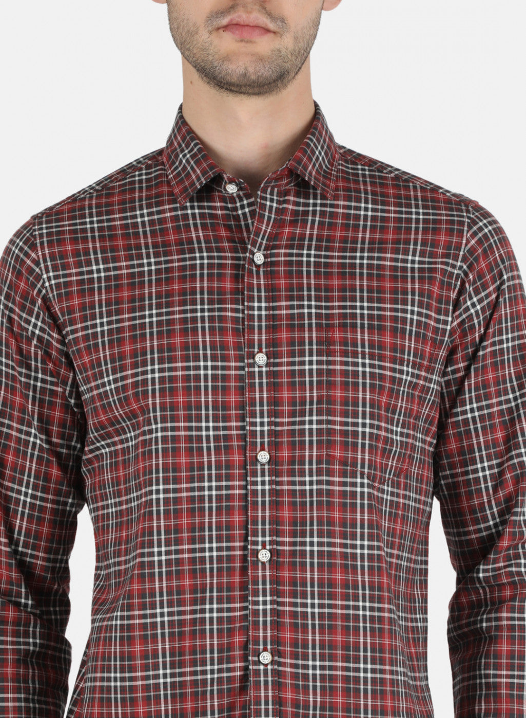 Men Maroon Check Shirt