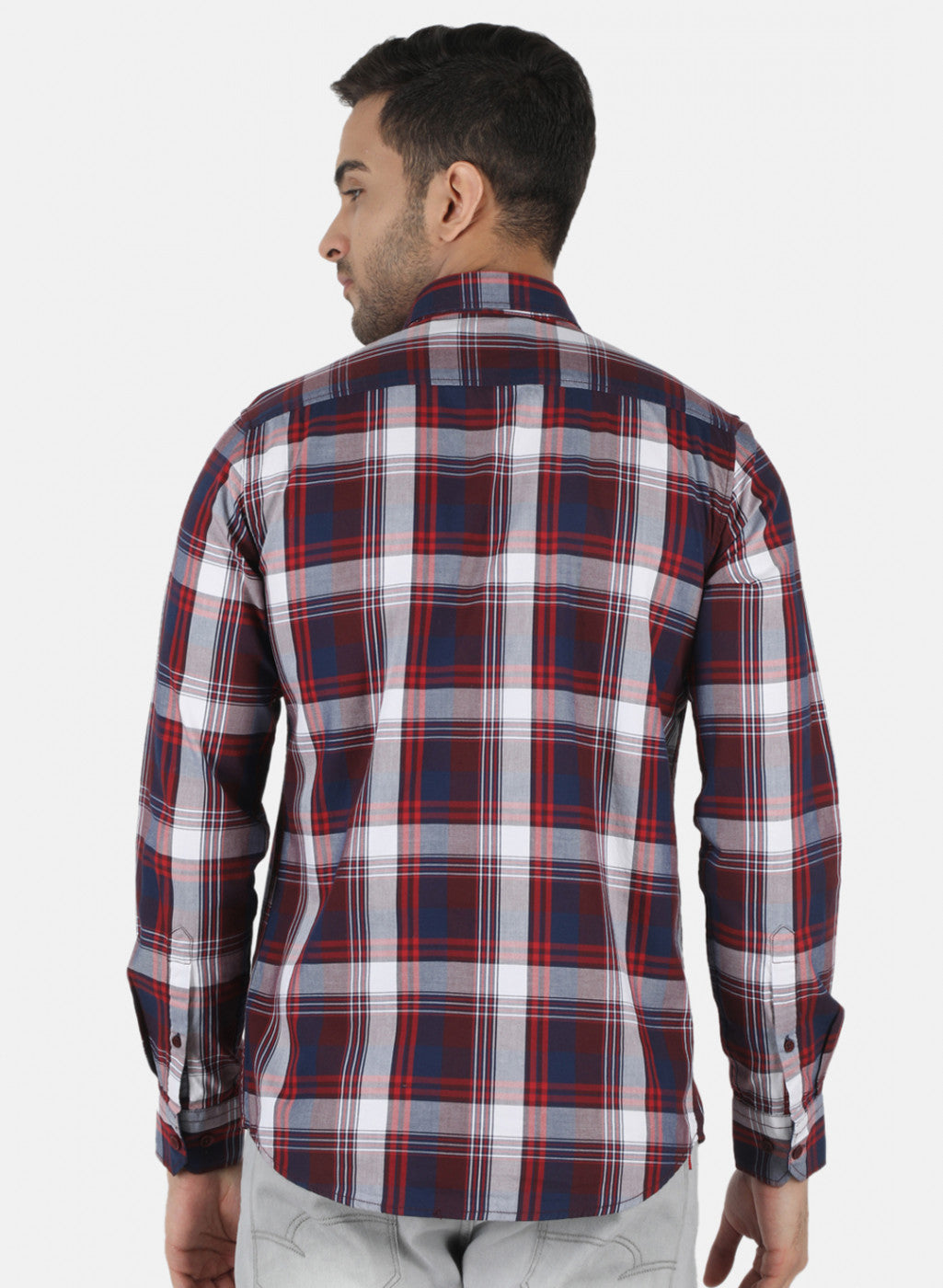 Men Maroon Check Shirt