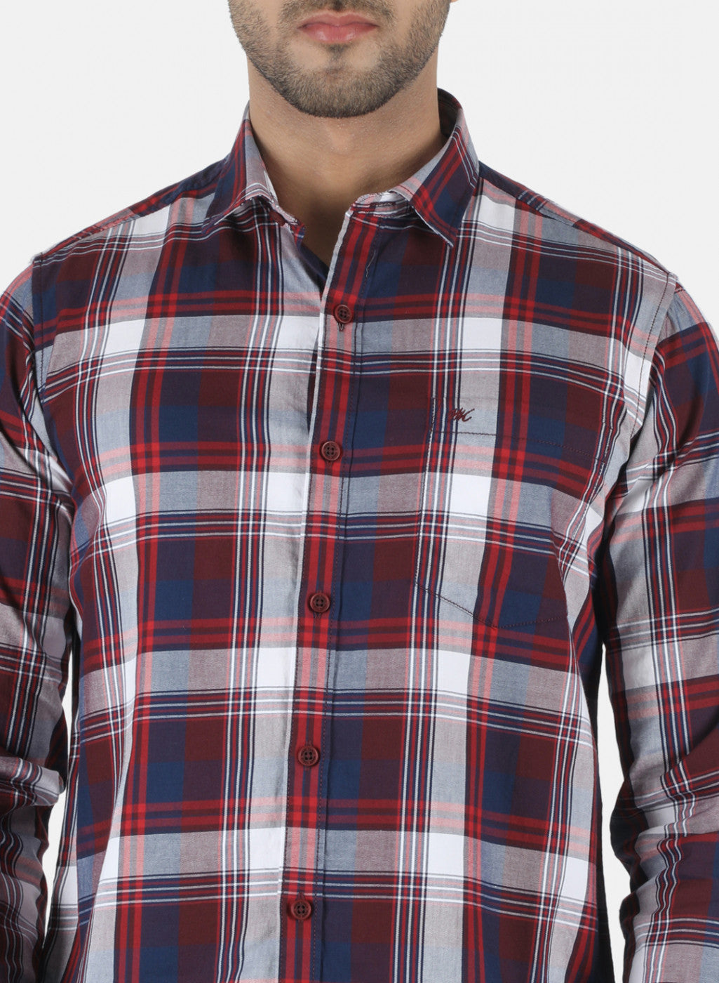 Men Maroon Check Shirt