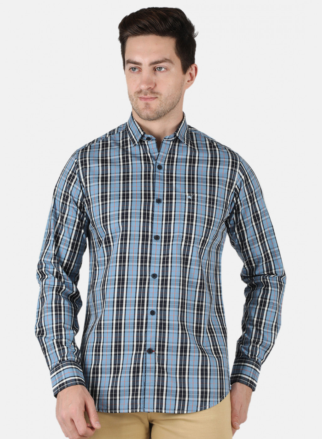 Men Blue Check Shirt