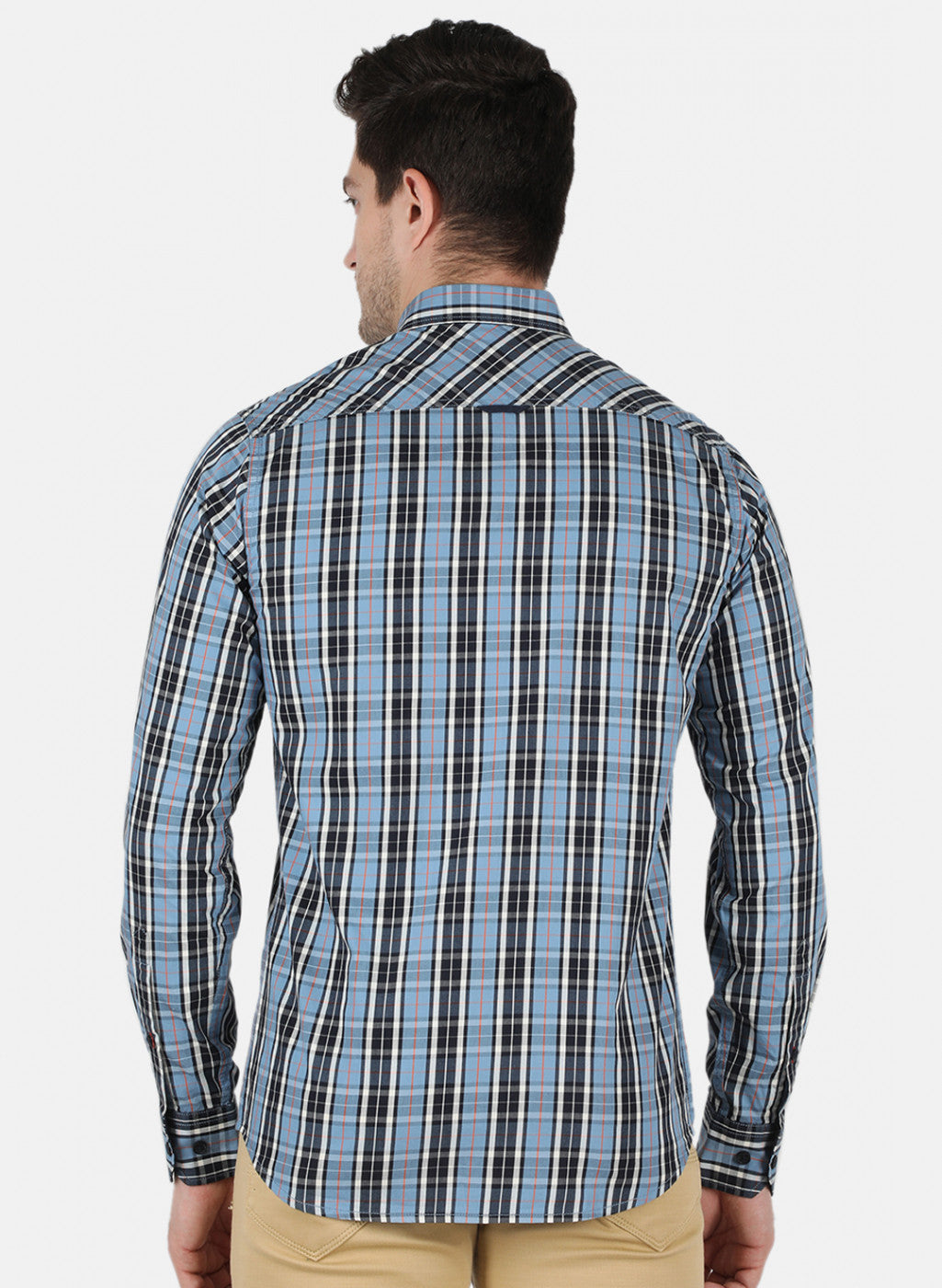 Men Blue Check Shirt