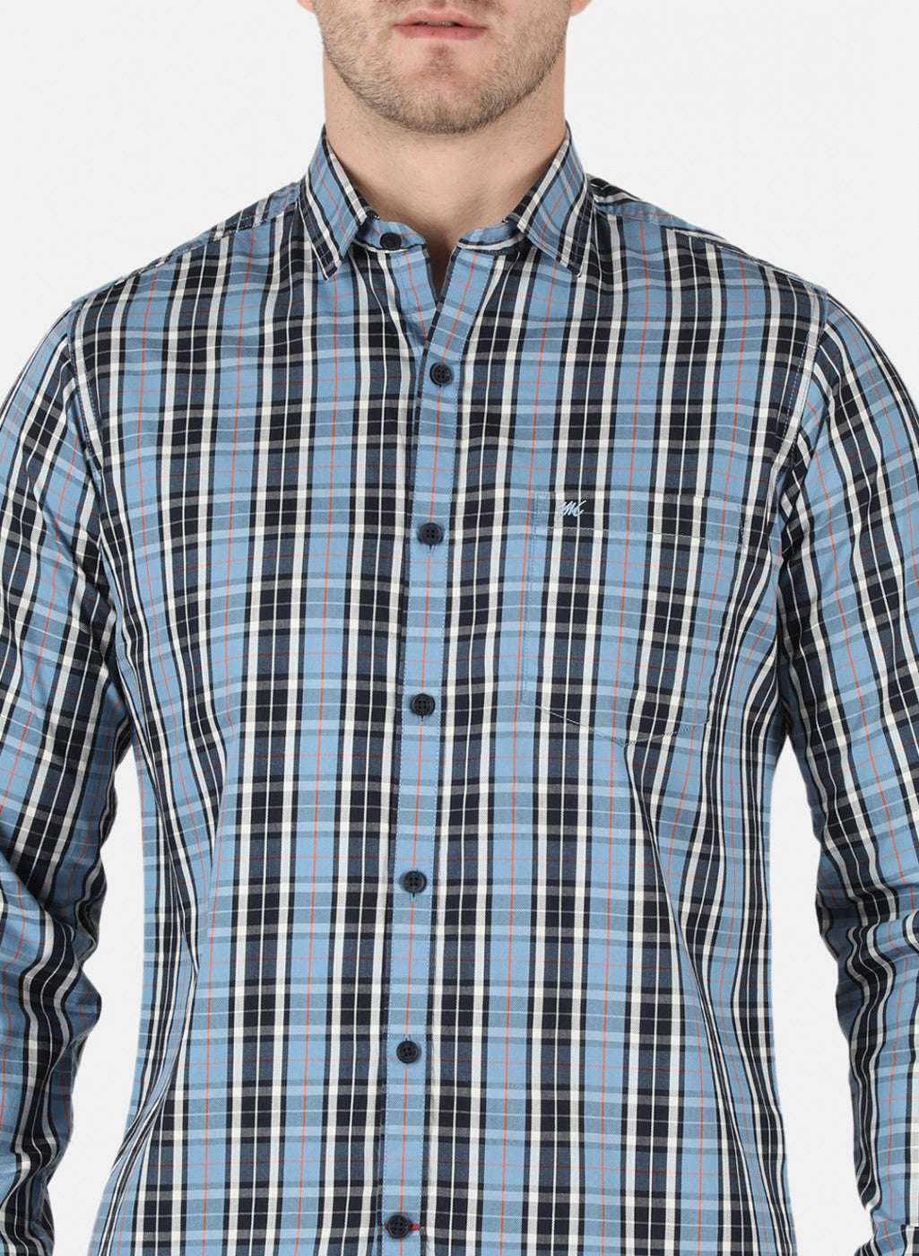 Men Blue Check Shirt