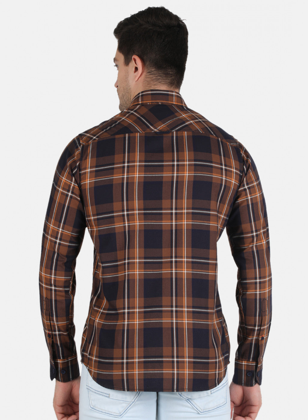 Men Brown Check Shirt