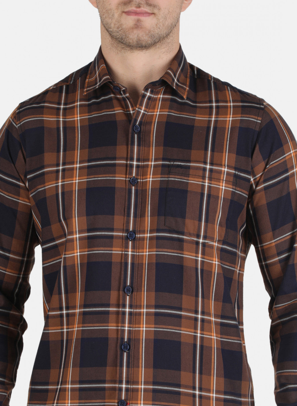 Men Brown Check Shirt