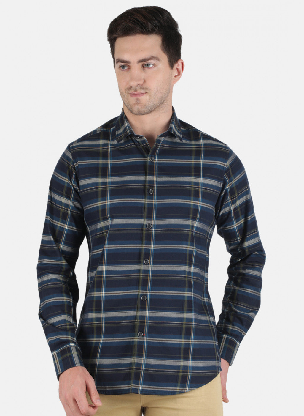 Men NAvy Blue Check Shirt