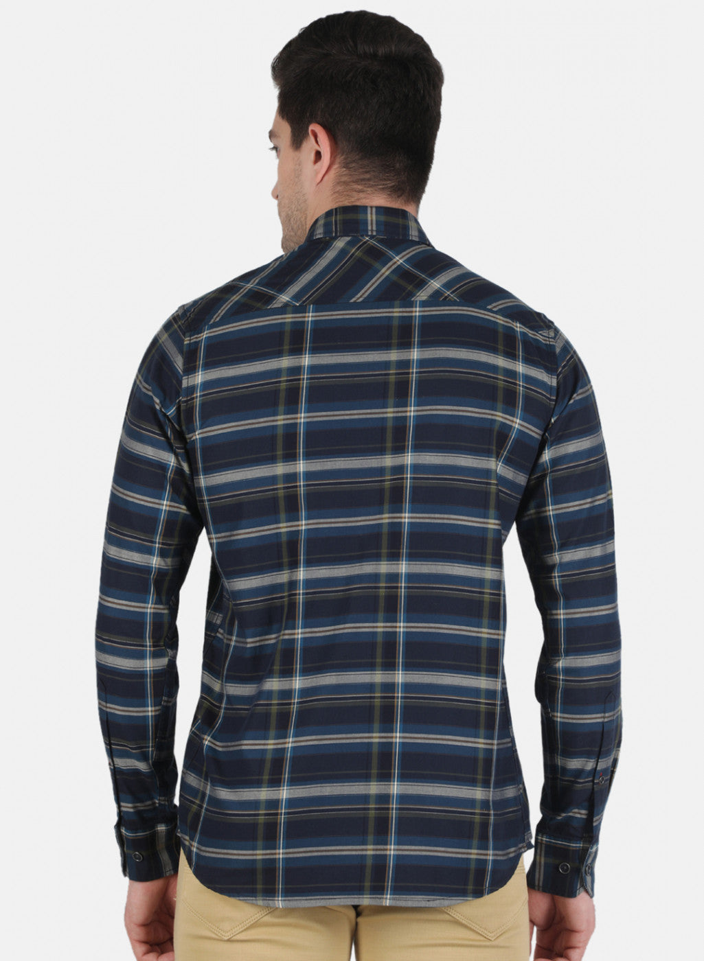 Men NAvy Blue Check Shirt