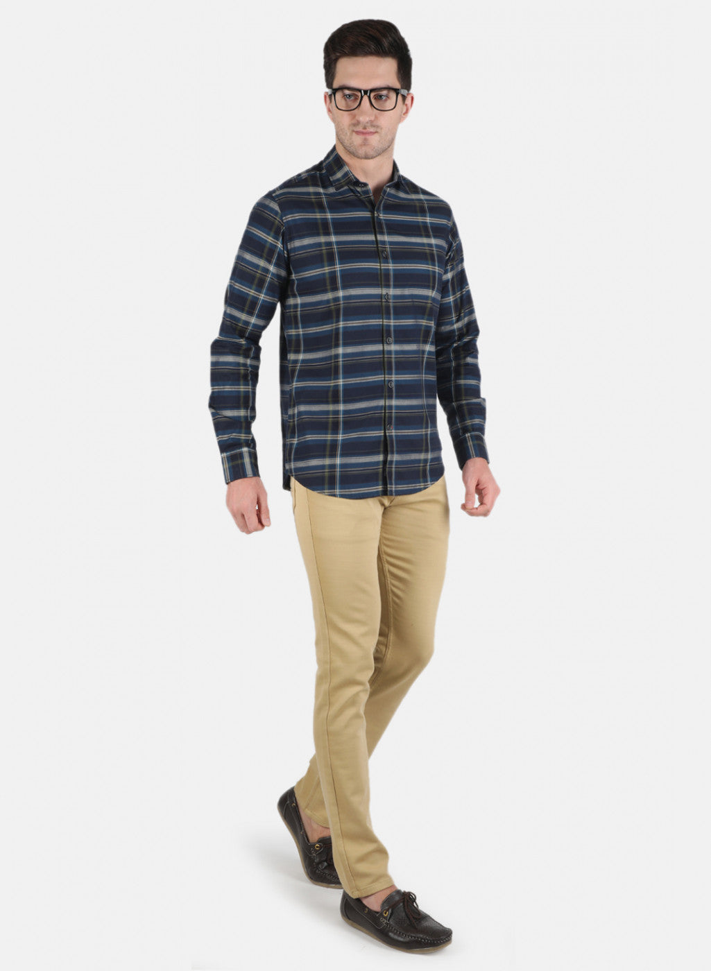 Men NAvy Blue Check Shirt