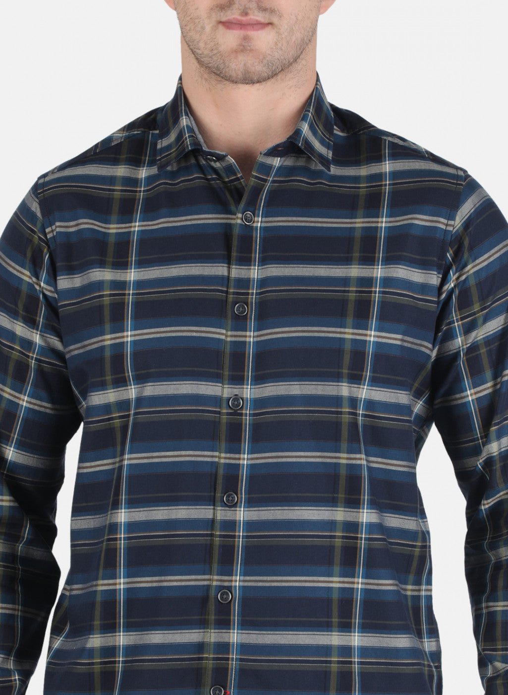 Men NAvy Blue Check Shirt