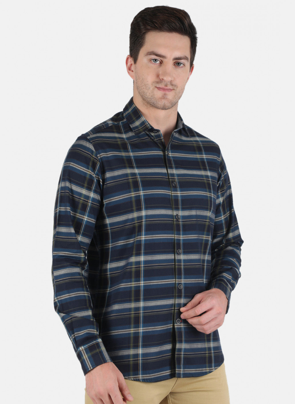 Men NAvy Blue Check Shirt