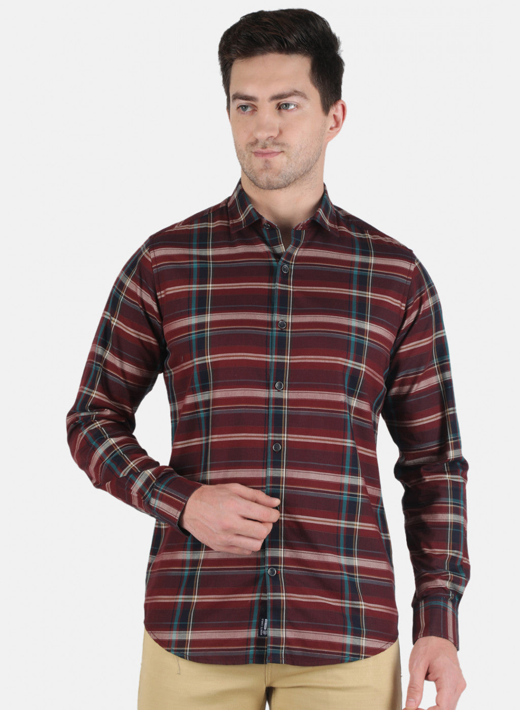 Men Maroon Check Shirt