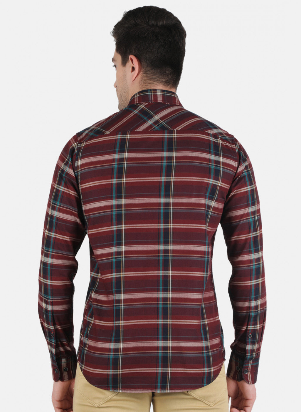 Men Maroon Check Shirt