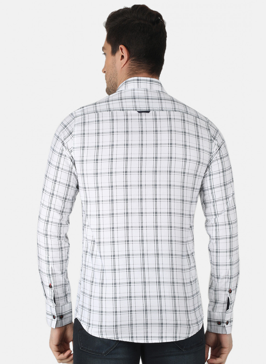 Men White Check Shirt