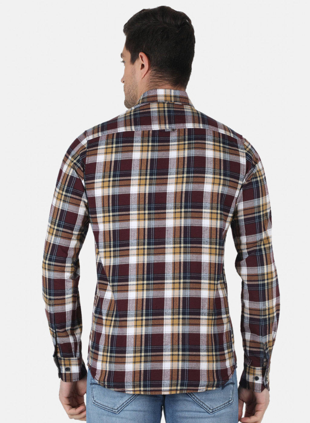 Men Maroon Check Shirt