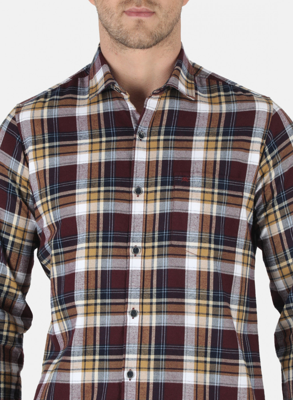 Men Maroon Check Shirt