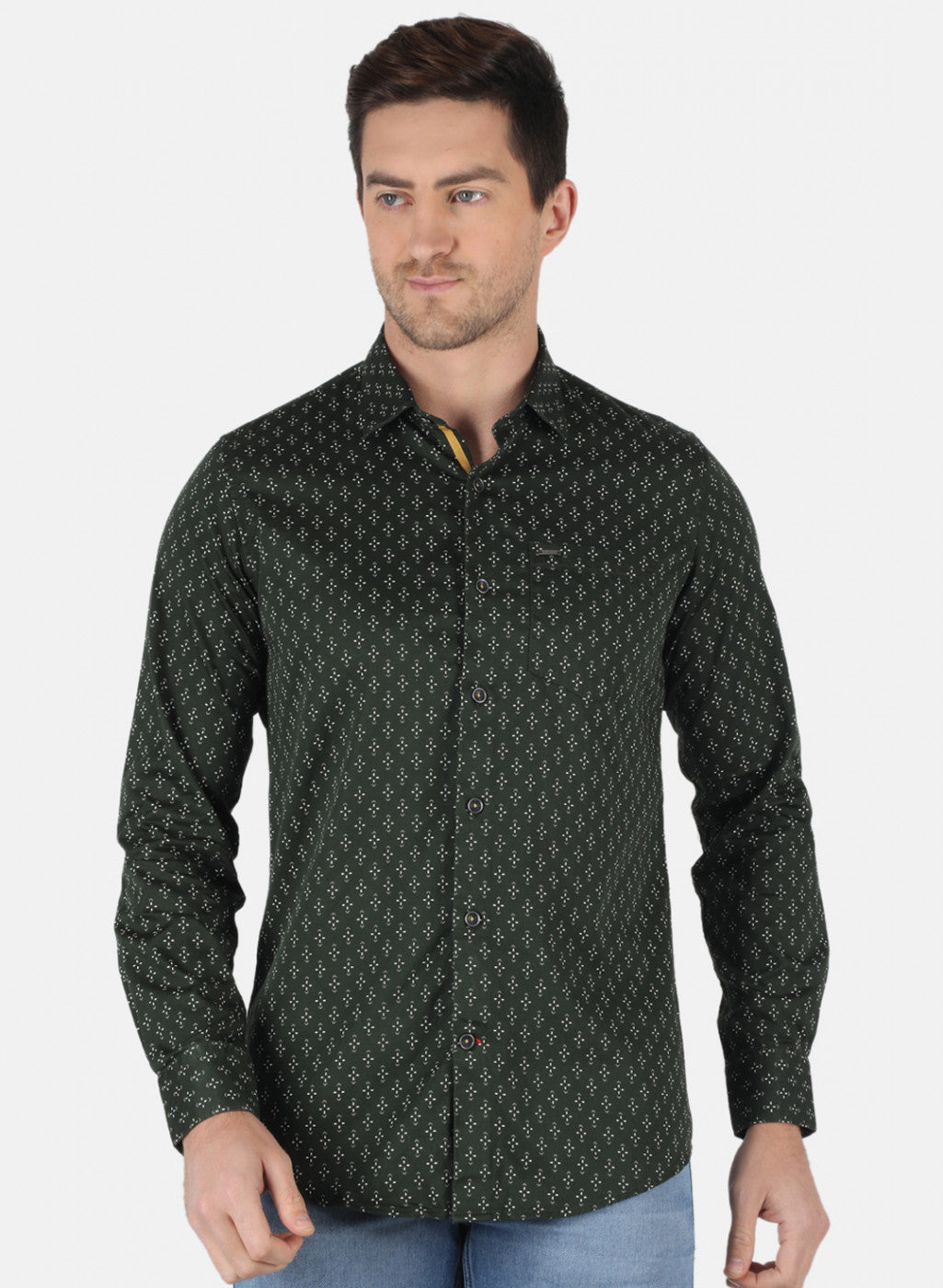 Men Olive Printed Shirt