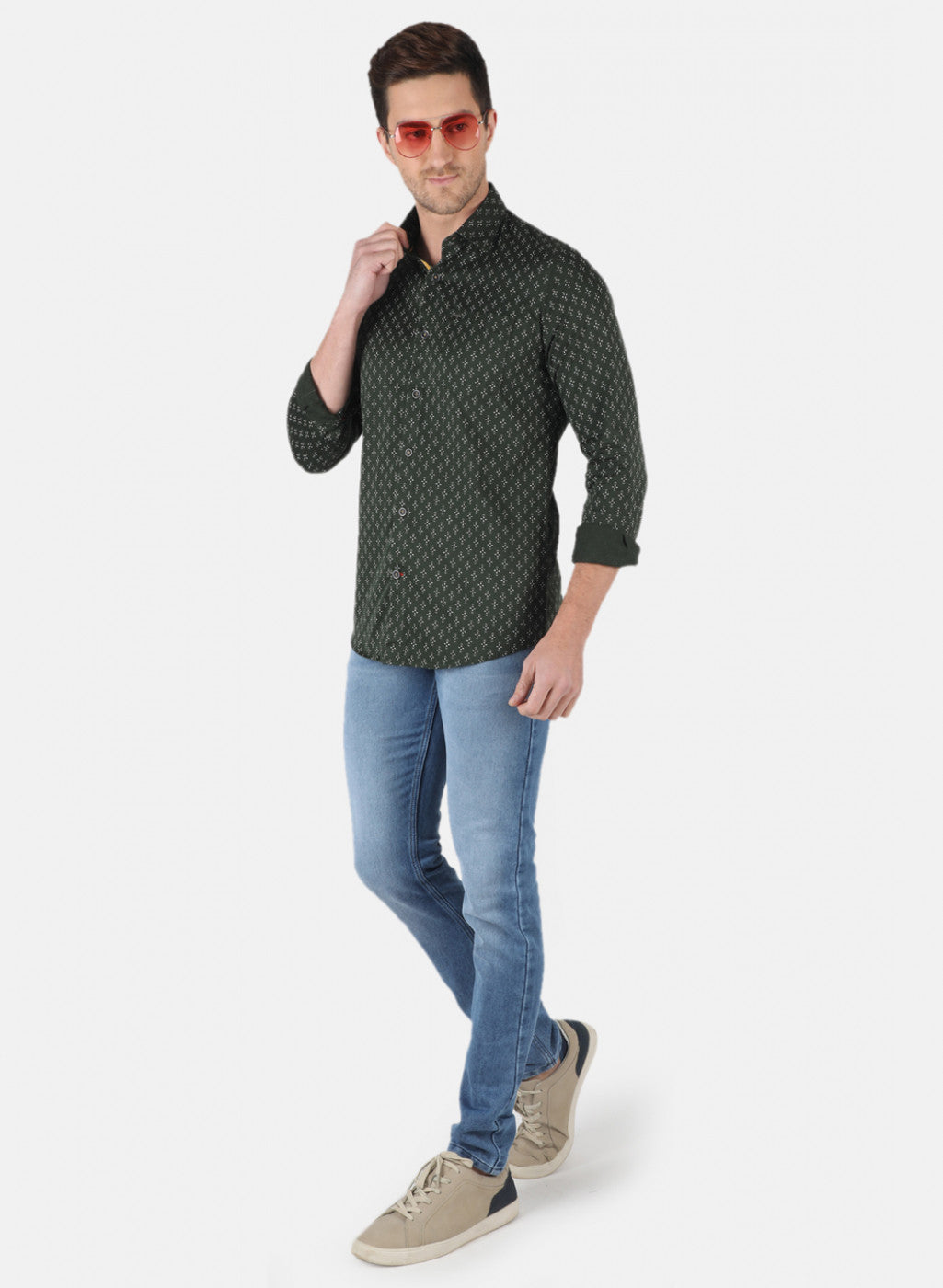 Men Olive Printed Shirt