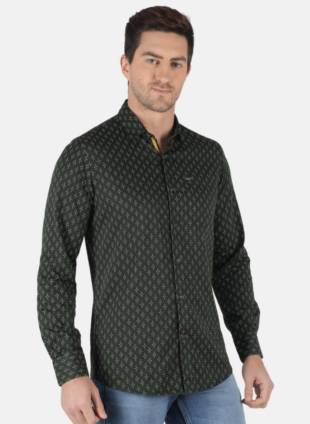 Men Olive Printed Shirt