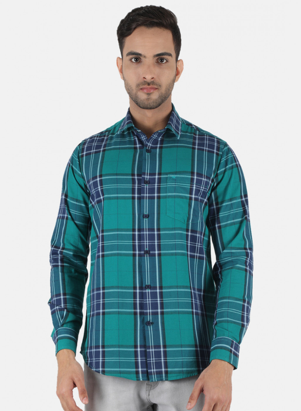 Men Green Check Shirt