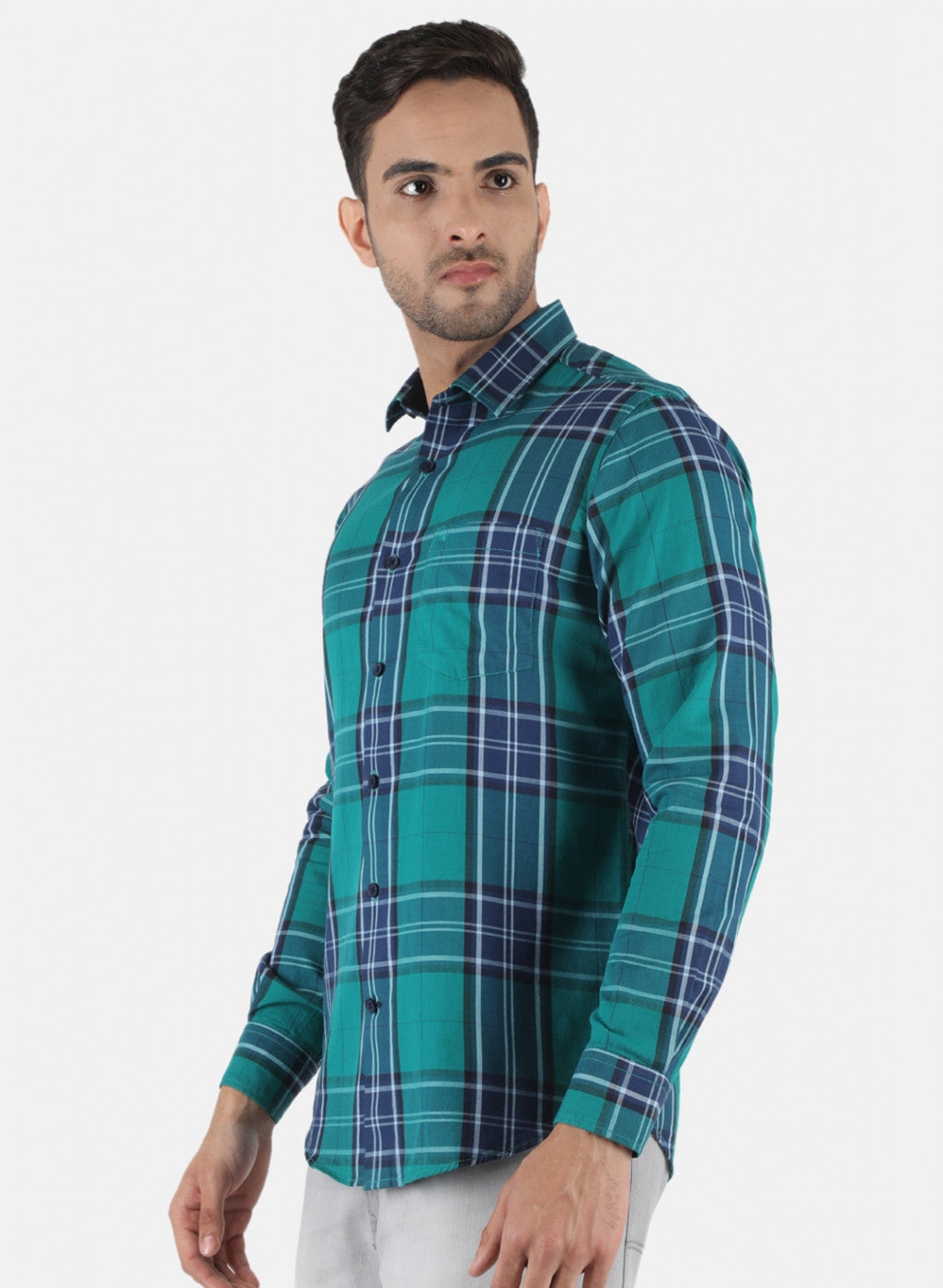 Men Green Check Shirt