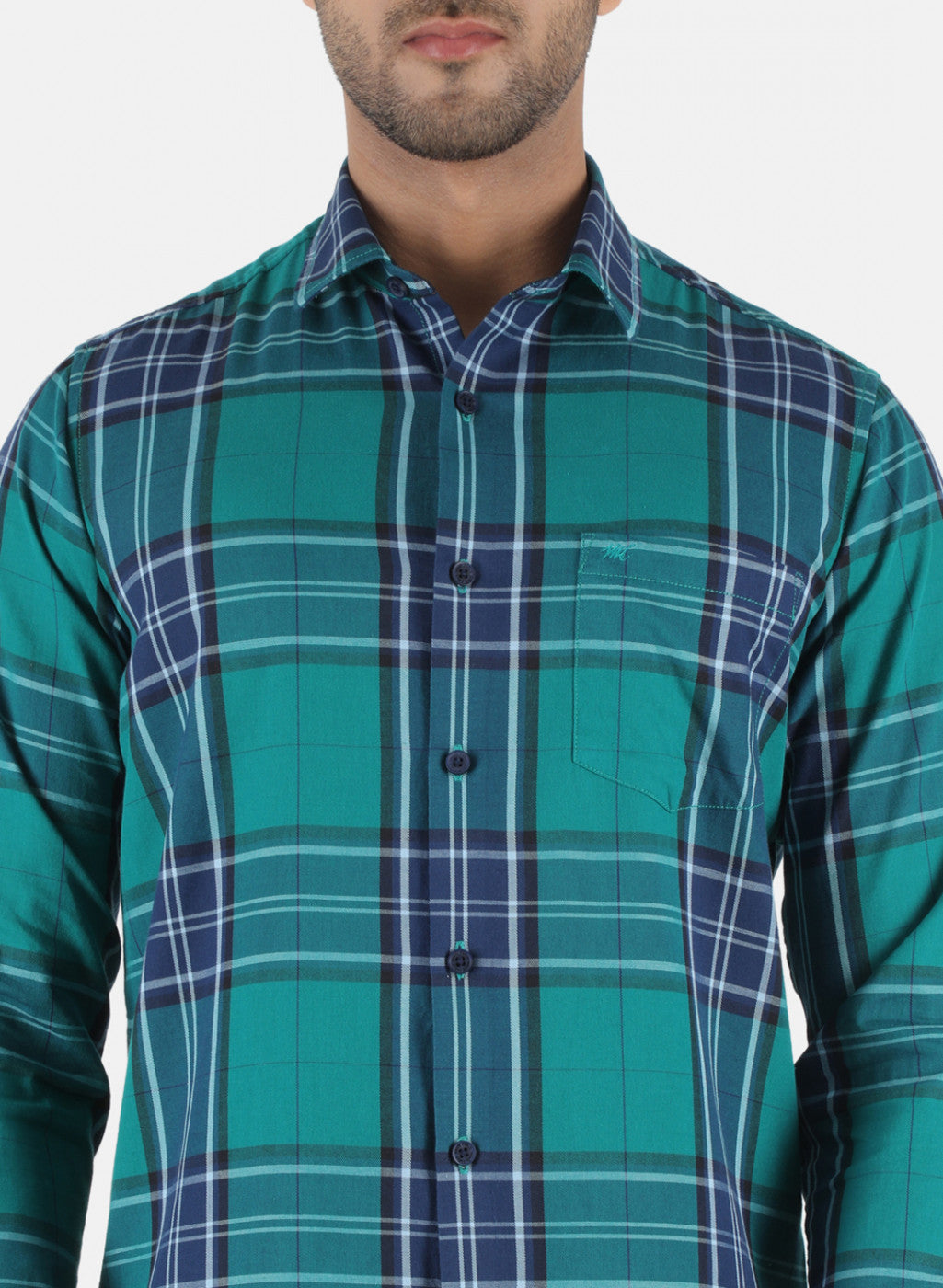 Men Green Check Shirt