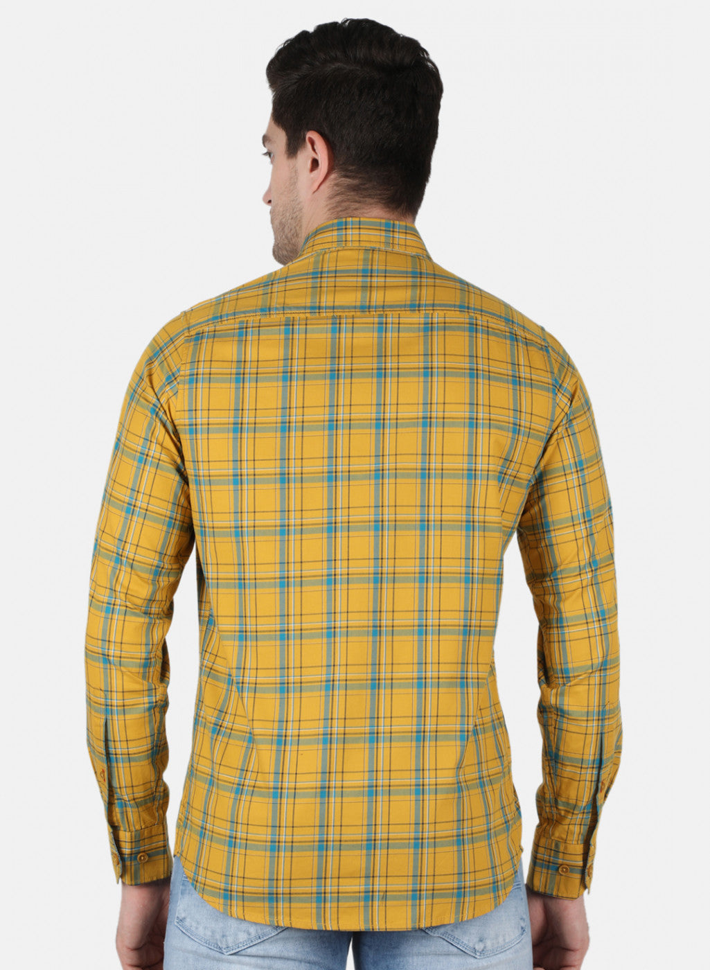 Men Mustard Check Shirt