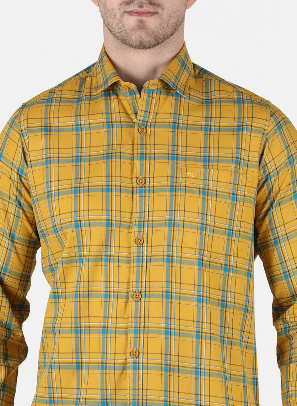 Men Mustard Check Shirt