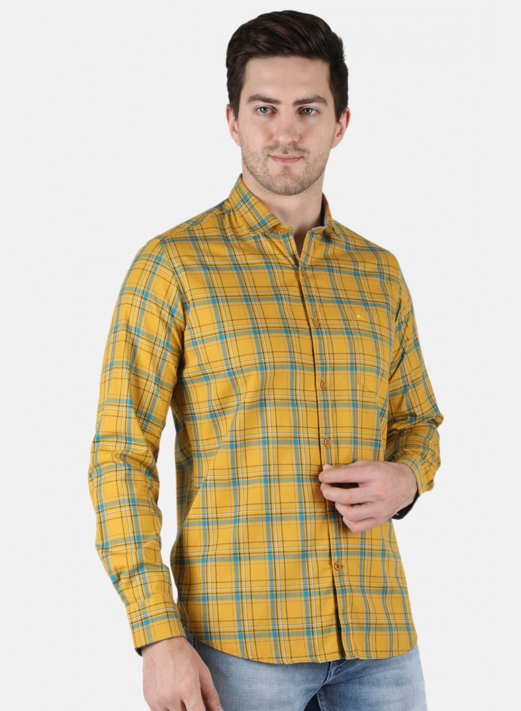 Men Mustard Check Shirt