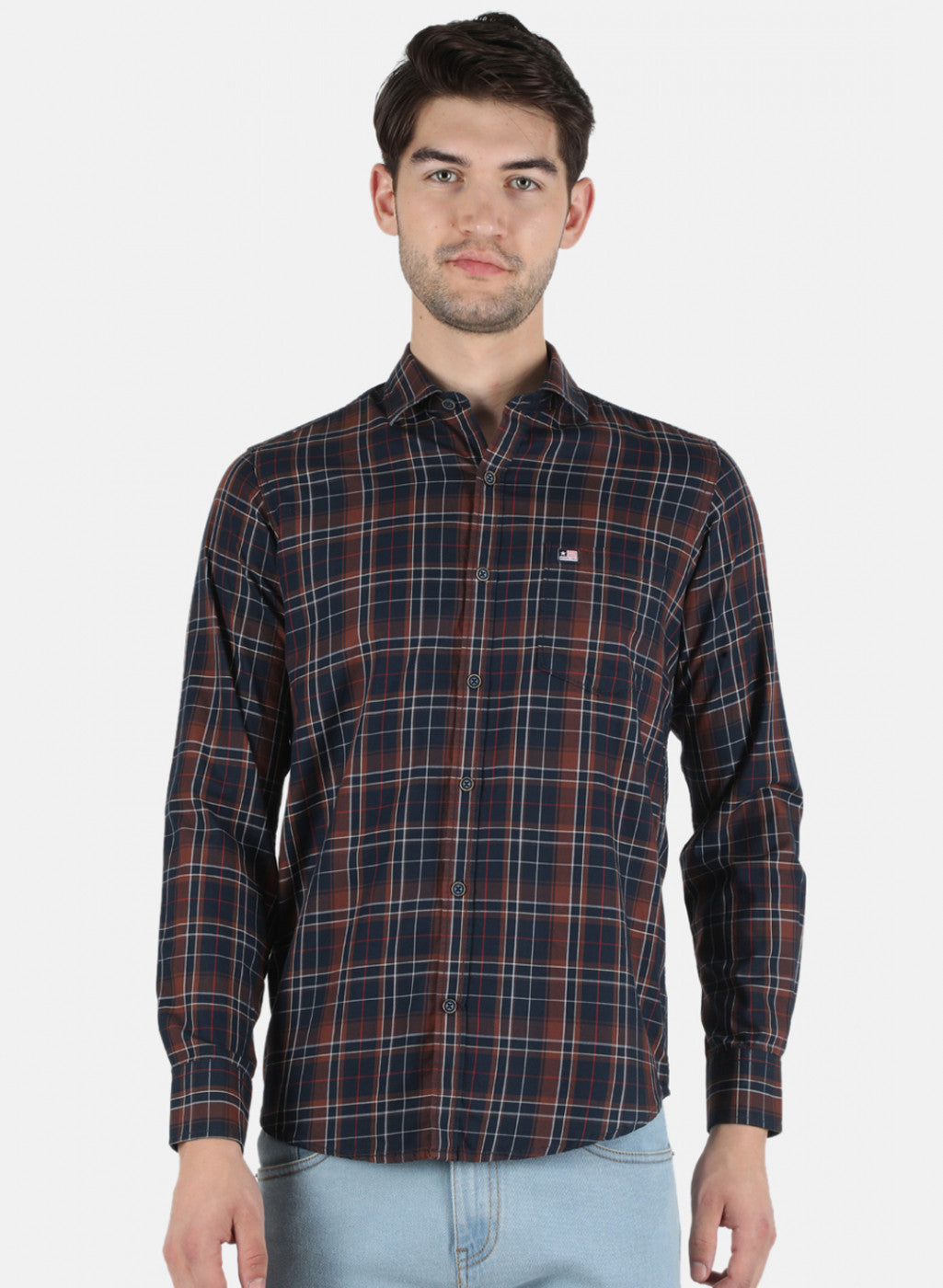 Men Brown Check Shirt